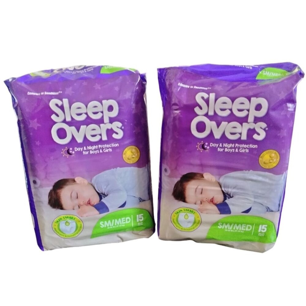 Sleep Overs Size Small/Medium 2 Packs / 30 Total Pants Day & Night Protection